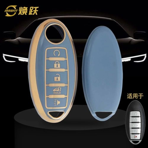 NIB6T1-Light Blue-Gold Plating- Car Key Cover For Nissan Infiniti