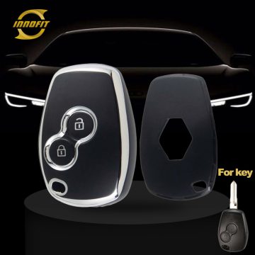 RED2T1-Black-Silver Plating- Car Key Cover For Renault Dacia