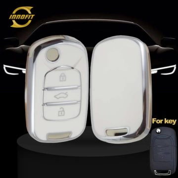 WUA1T1-Branco-Placa prateada-Tampa da chave do carro para Wuling BAOJUN Chevrolet