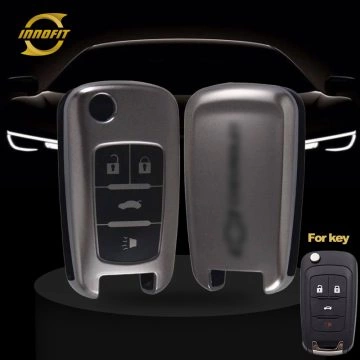 CED2T1-Black-Metal Gray Plating- Car Key Cover For Chevrolet GMC Holden