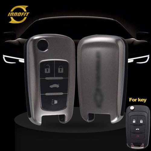 CED2T1-Black-Metal Gray Plating- Car Key Cover For Chevrolet GMC Holden