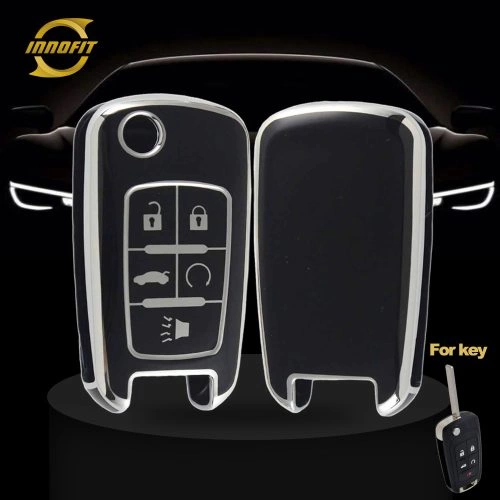 CED5T1-Black-Silver Plating- Car Key Cover For Chevrolet Opel GMC Holden