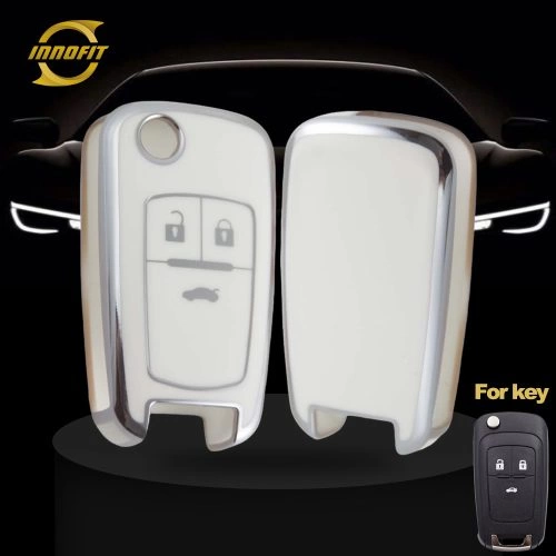CED1T1-White-Silver Plating- Car Key Cover For Chevrolet Opel GMC Holden