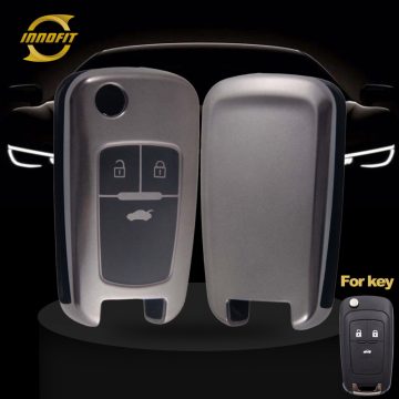 CED1T1-Black-Metal Gray Plating- Car Key Cover For Chevrolet Opel GMC Holden