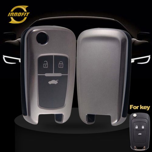 CED1T1-Black-Metal Gray Plating- Car Key Cover For Chevrolet Opel GMC Holden