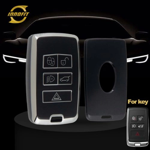 LAB1T1-Черный-серебристое-напыление-обложка-автомобильный-ключ-для- Landrover Jaguar