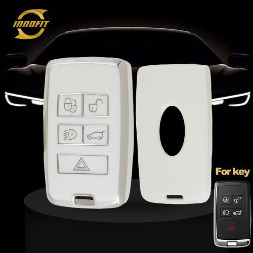 LAB1T1-White-Silver Plating- Car Key Cover For Landrover Jaguar
