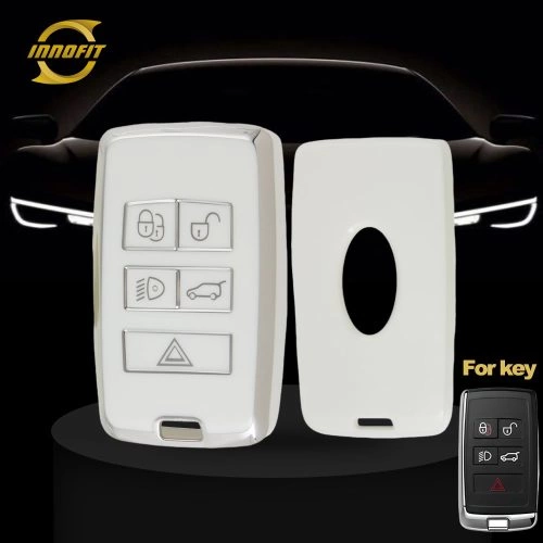 LAB1T1-White-Silver Plating- Car Key Cover For Landrover Jaguar