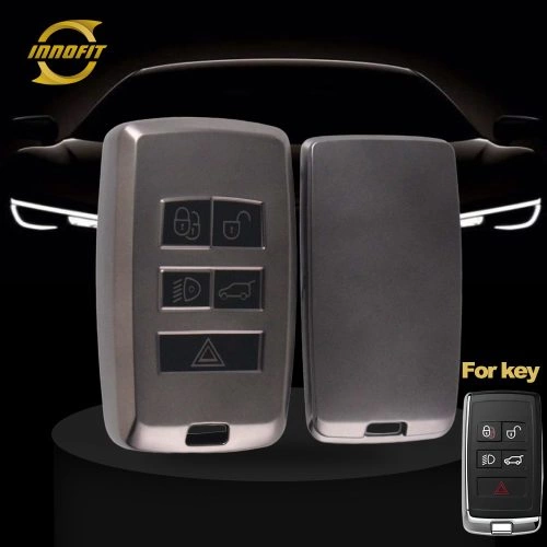 LAB1T1-Черный-металл-серый-плакировка-автомобильный-ключ-обложка-для- Landrover Jaguar