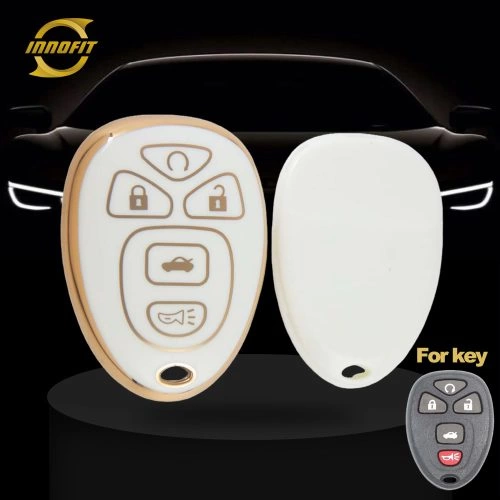 CEP2T1-White-Gold Plating- Car Key Cover For Chevrolet Cadillac GMC