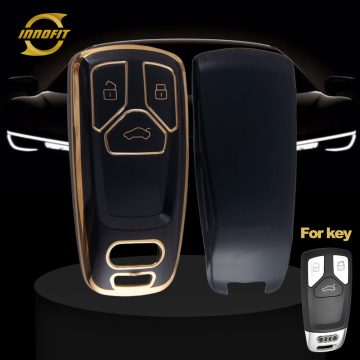 AUA1T1-Black-Gold Plating- Car Key Cover For Audi