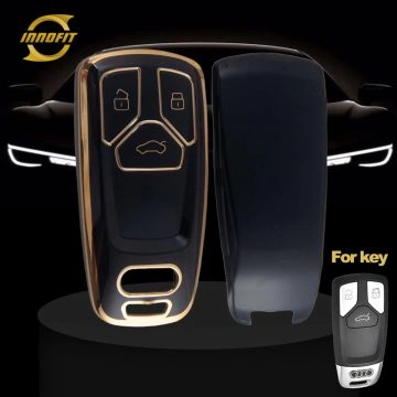 AUA1T1-Black-Gold Plating- Car Key Cover For Audi