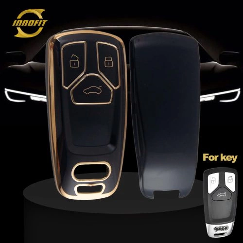 AUA1T1-Black-Gold Plating- Car Key Cover For Audi