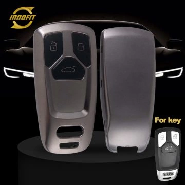 AUA1T1-Black-Metal Gray Plating- Car Key Cover For Audi