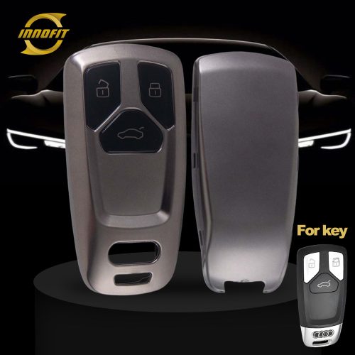AUA1T1-Black-Metal Gray Plating- Car Key Cover For Audi