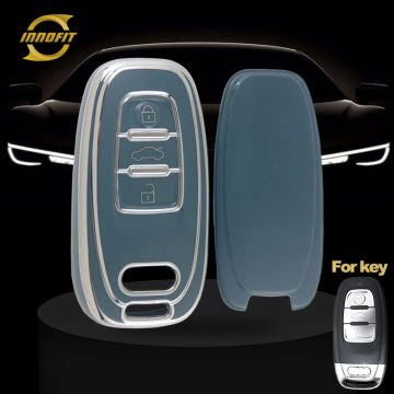 AUB1T1-Granny Grey-Silver Plating- Car Key Cover For Audi