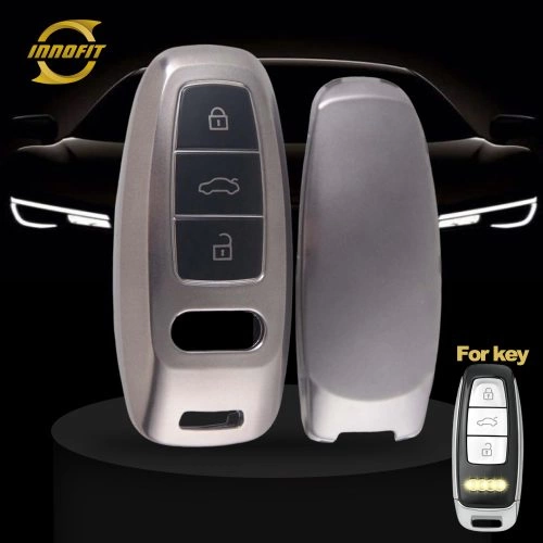AUC1T1-Black-Metal Gray Plating- Car Key Cover For Audi