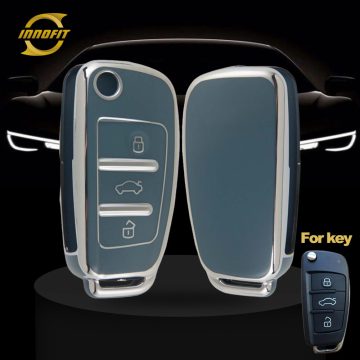 AUD1T1-Granny Grey-Silver Plating- Car Key Cover For Audi Chery