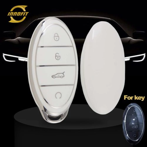 BYG1T1-White-Silver Plating- Car Key Cover For BYD