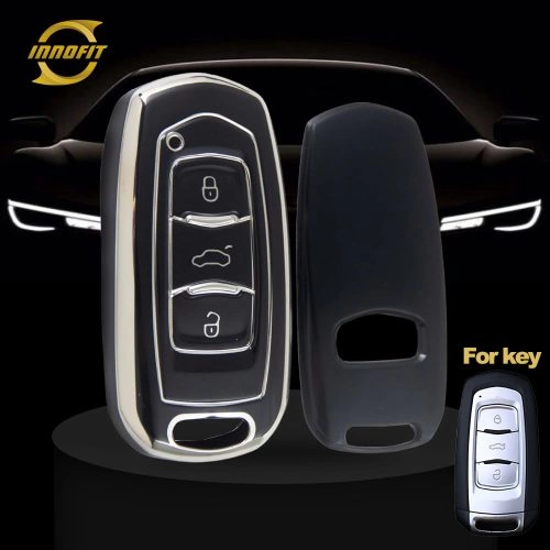 GEA1T1-Black-Silver Plating- Car Key Cover For Geely Auto