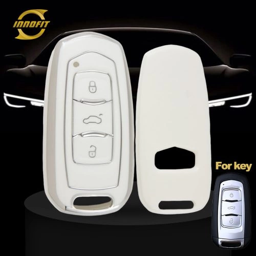GEA1T1-White-Silver Plating- Car Key Cover For Geely Auto