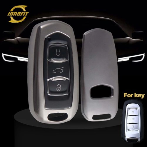 GEA1T1-Black-Metal Gray Plating- Car Key Cover For Geely Auto