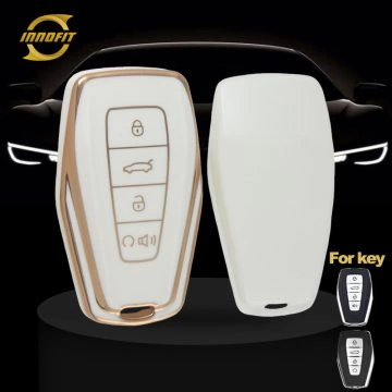 GEB3T1-White-Gold Plating- Car Key Cover For Geely Auto