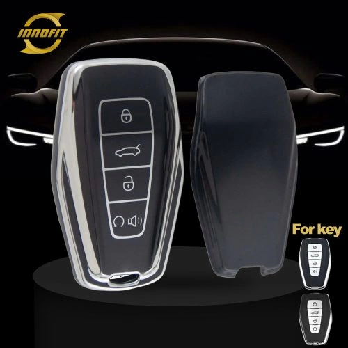 GEB3T1-Black-Silver Plating- Car Key Cover For Geely Auto