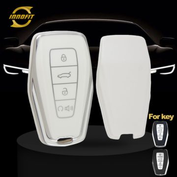 GEB3T1-White-Silver Plating- Car Key Cover For Geely Auto