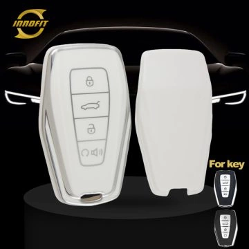 GEB3T1-White-Silver Plating- Car Key Cover For Geely Auto