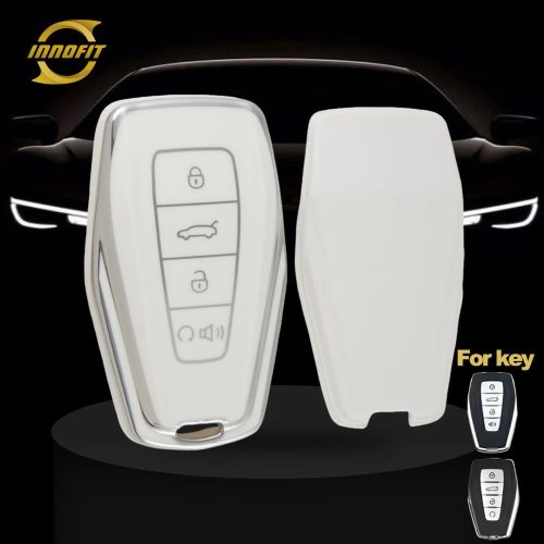 GEB3T1-белый-серебряное-покрытие-ключ-автомобиля-обложка-для Geely Auto
