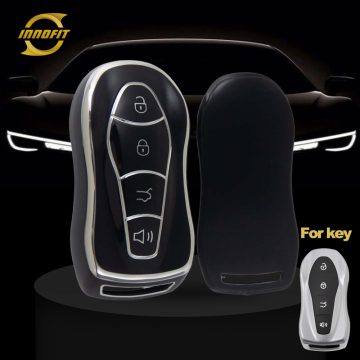 GEC1T1-Black-Silver Plating- Car Key Cover For Geely Auto