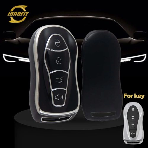 GEC1T1-Black-Silver Plating- Car Key Cover For Geely Auto