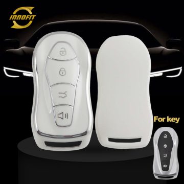 GEC1T1-White-Silver Plating- Car Key Cover For Geely Auto