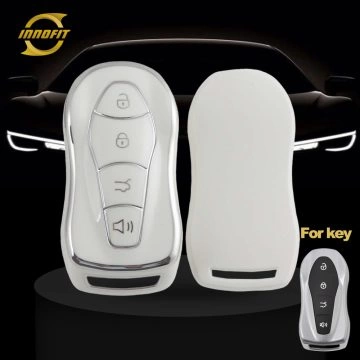 GEC1T1-White-Silver Plating- Car Key Cover For Geely Auto