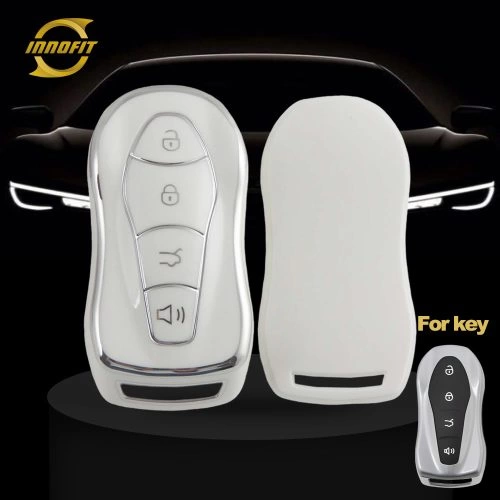 GEC1T1-белое-серебряное-покрытие-автомобильный-ключ-обложка-для Geely Auto