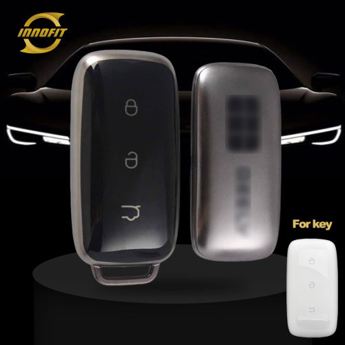 GEE1T1-Black-Metal Gray Plating- Car Key Cover For Geely Auto