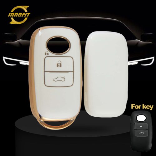 PEB2T1-White-Gold Plating- Car Key Cover For Perodua