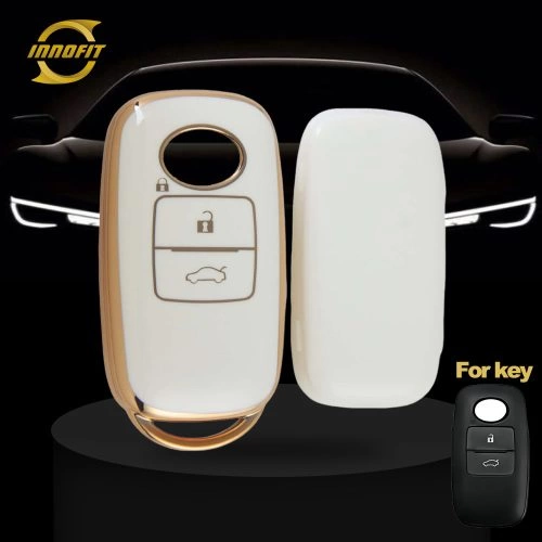 PEB2T1-White-Gold Plating- Car Key Cover For Perodua