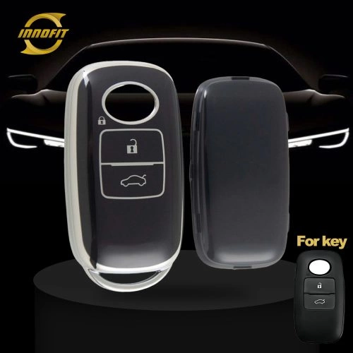 PEB2T1-Black-Silver Plating- Car Key Cover For Perodua