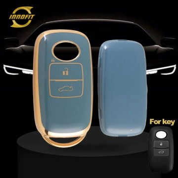 PEB2T1-Granny Grey-Gold Plating- Car Key Cover For Perodua