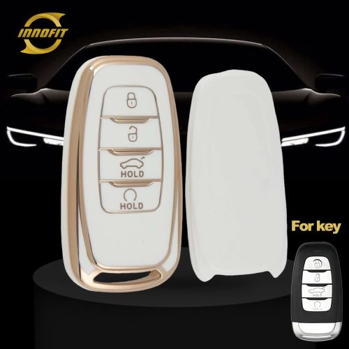 HNB1T1-White-Gold Plating- Car Key Cover For Hong Qi