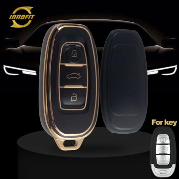 HNC1T1-Black-Gold Plating- Car Key Cover For Hong Qi