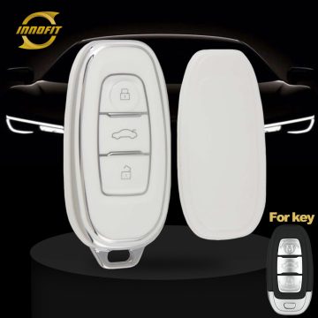 HNC1T1-White-Silver Plating- Car Key Cover For Hong Qi