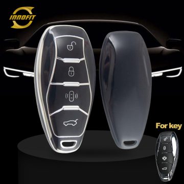 HND1T1-Black-Silver Plating- Car Key Cover For Hong Qi