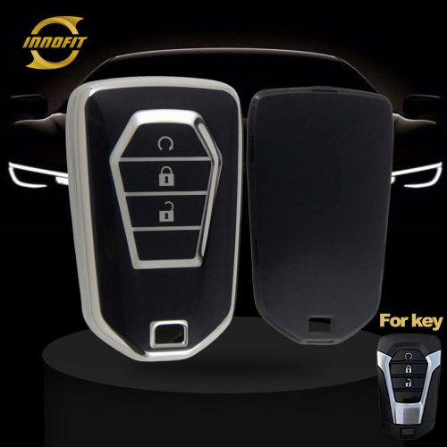 LSB1T1-Siyah-Gümüş Kaplama- Lsuzu için Araba Anahtar Kapağı