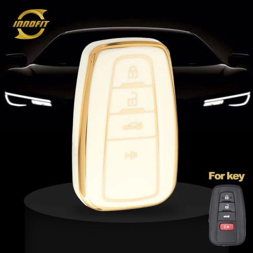 TOB6T1-White-Gold Plating- Car Key Cover For Toyota