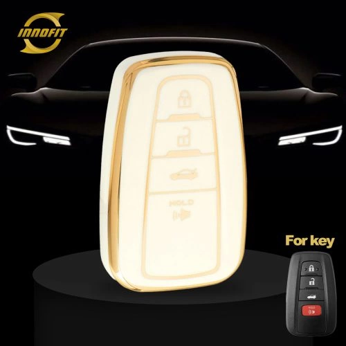 TOB13T1-White-Gold Plating- Car Key Cover For Toyota