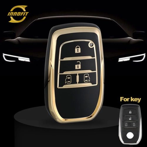 TOC16T1-Black-Gold Plating- Car Key Cover For Toyota
