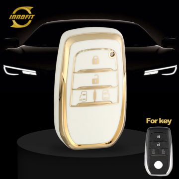 TOC16T1-White-Gold Plating- Car Key Cover For Toyota